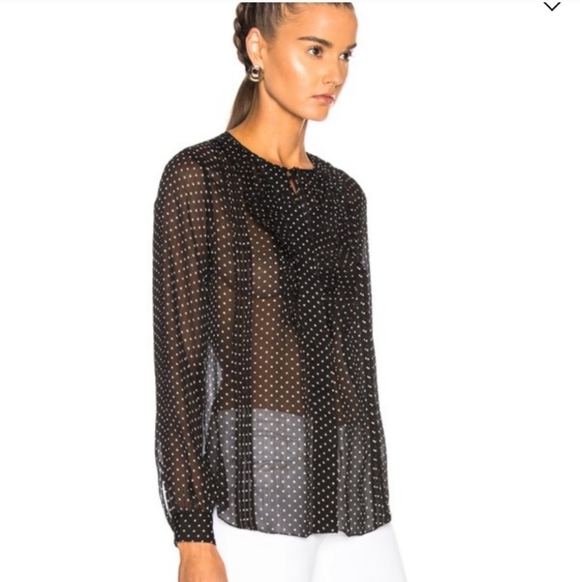 L’AGENCE Tabitha ruffles blouse size XS black/ ivory - Picture 3 of 7